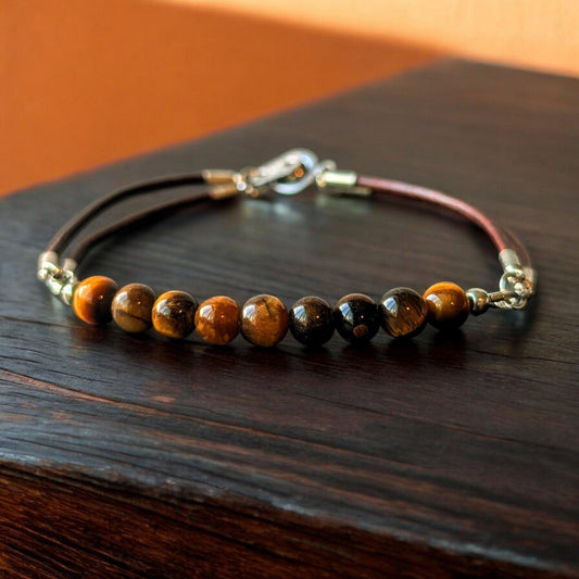 Tiger Eye and Leather Bracelet